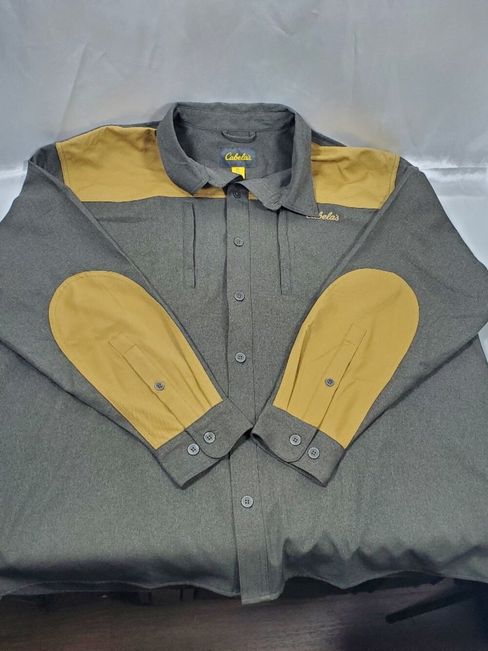 Cabela’s Men’s 3XL Shooting Shirt Gray Tan Long Sleeve Button Up